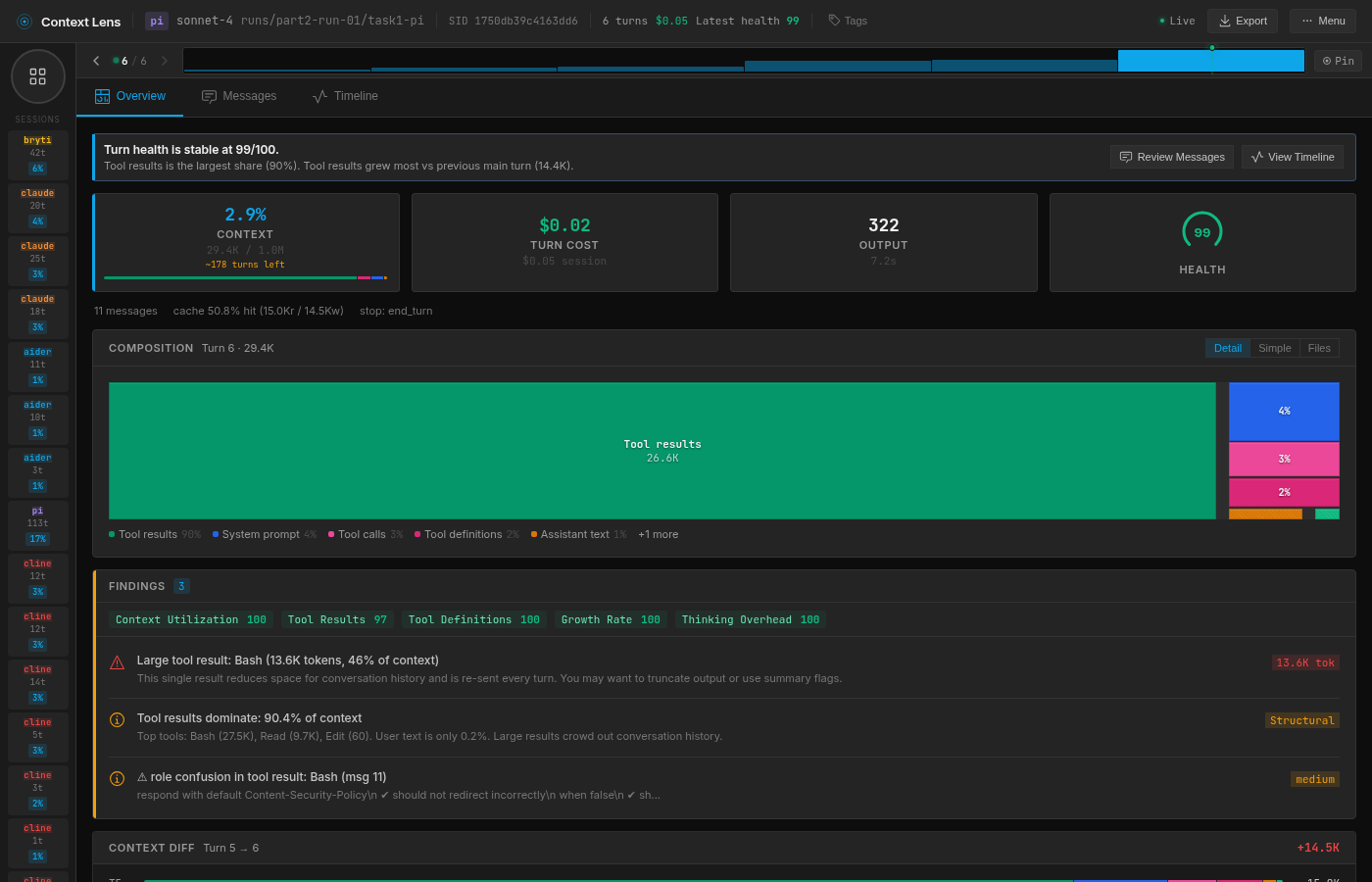 pi run 1: surgical, 6 turns, 29.4K context